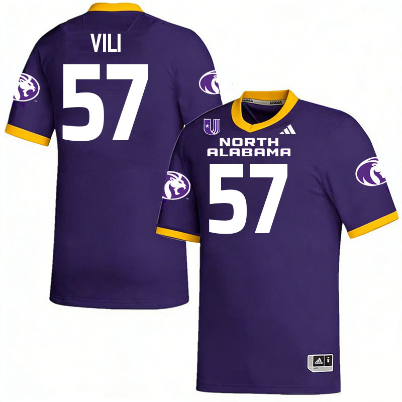 North Alabama Lions #57 Fred Vili College Football Jerseys,Uniforms Stitched-Purple